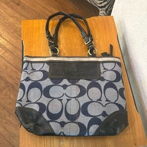 Navy blue and black coach bag